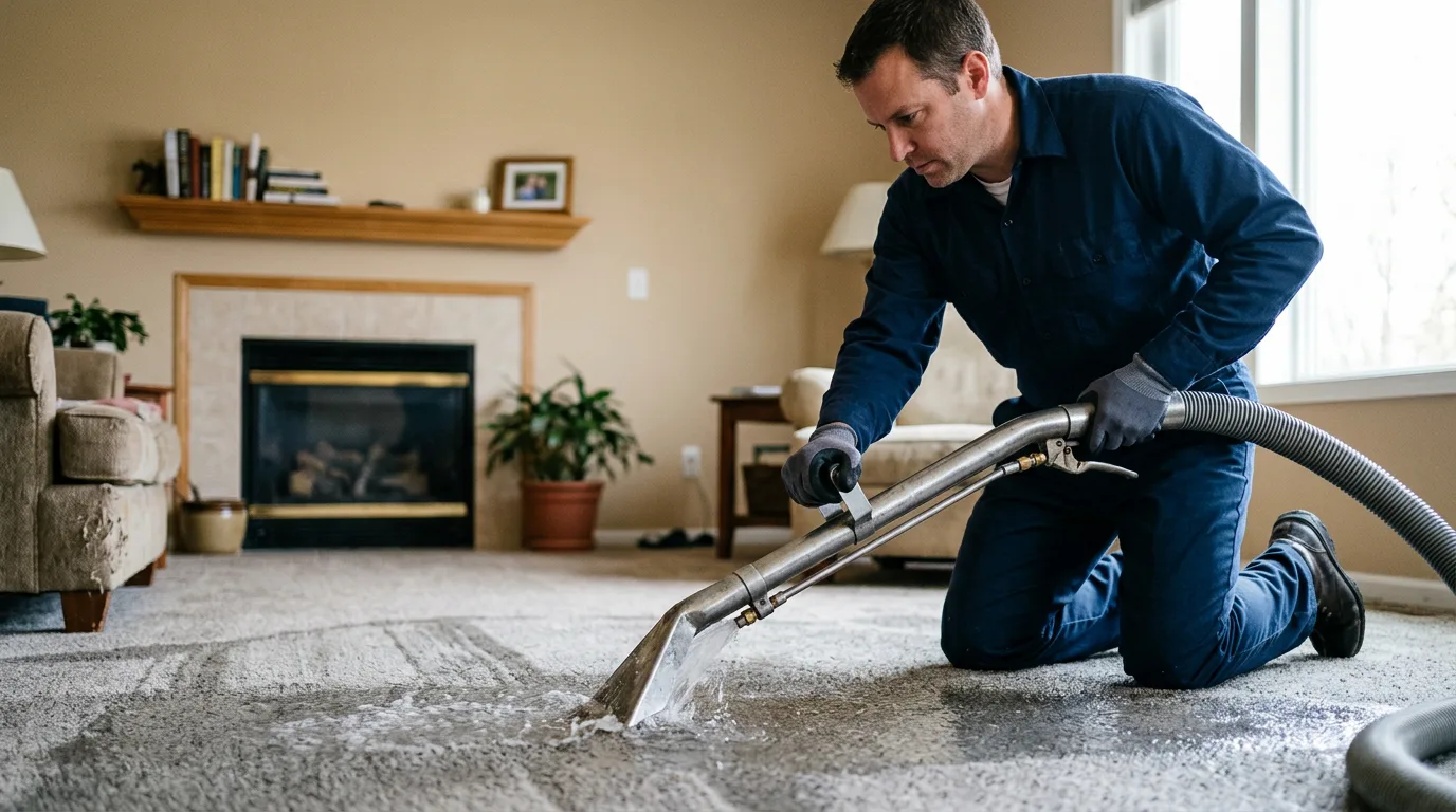 Water damage restoration technician working near Coalinga, CA